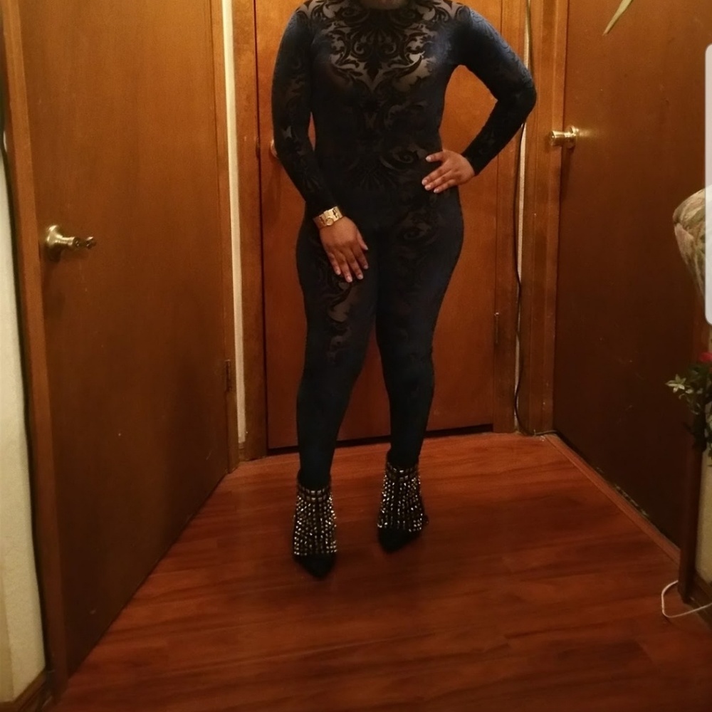 NWOT Black velvet jumpsuit